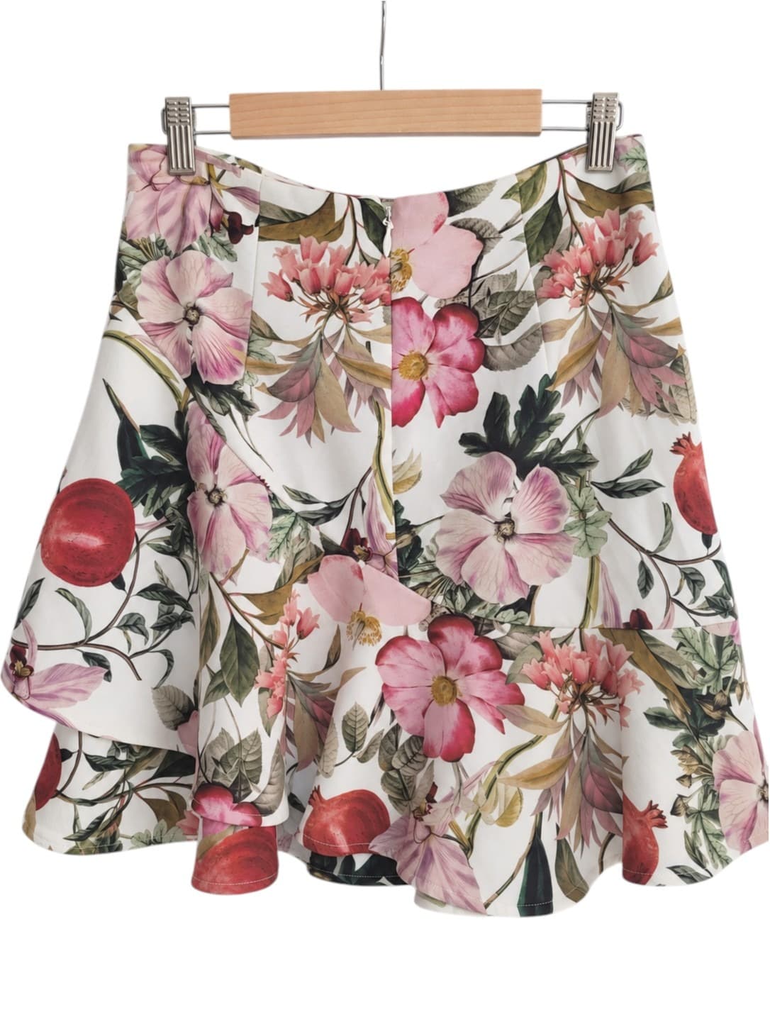 SHEIKE White Pink Botanical Floral Print Ruffle Mini Skirt Size 8 — photo 3 of 6