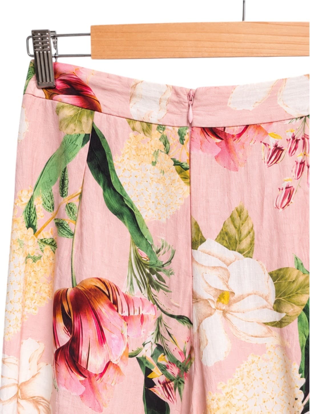 SHEIKE Womens Wide Leg Pants Size 10 Pink Floral Print High Waist Trousers — photo 5 of 7