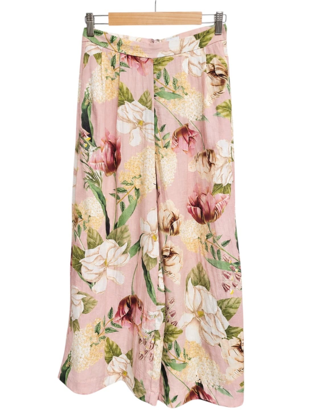 SHEIKE Womens Wide Leg Pants Size 10 Pink Floral Print High Waist Trousers — photo 2 of 7