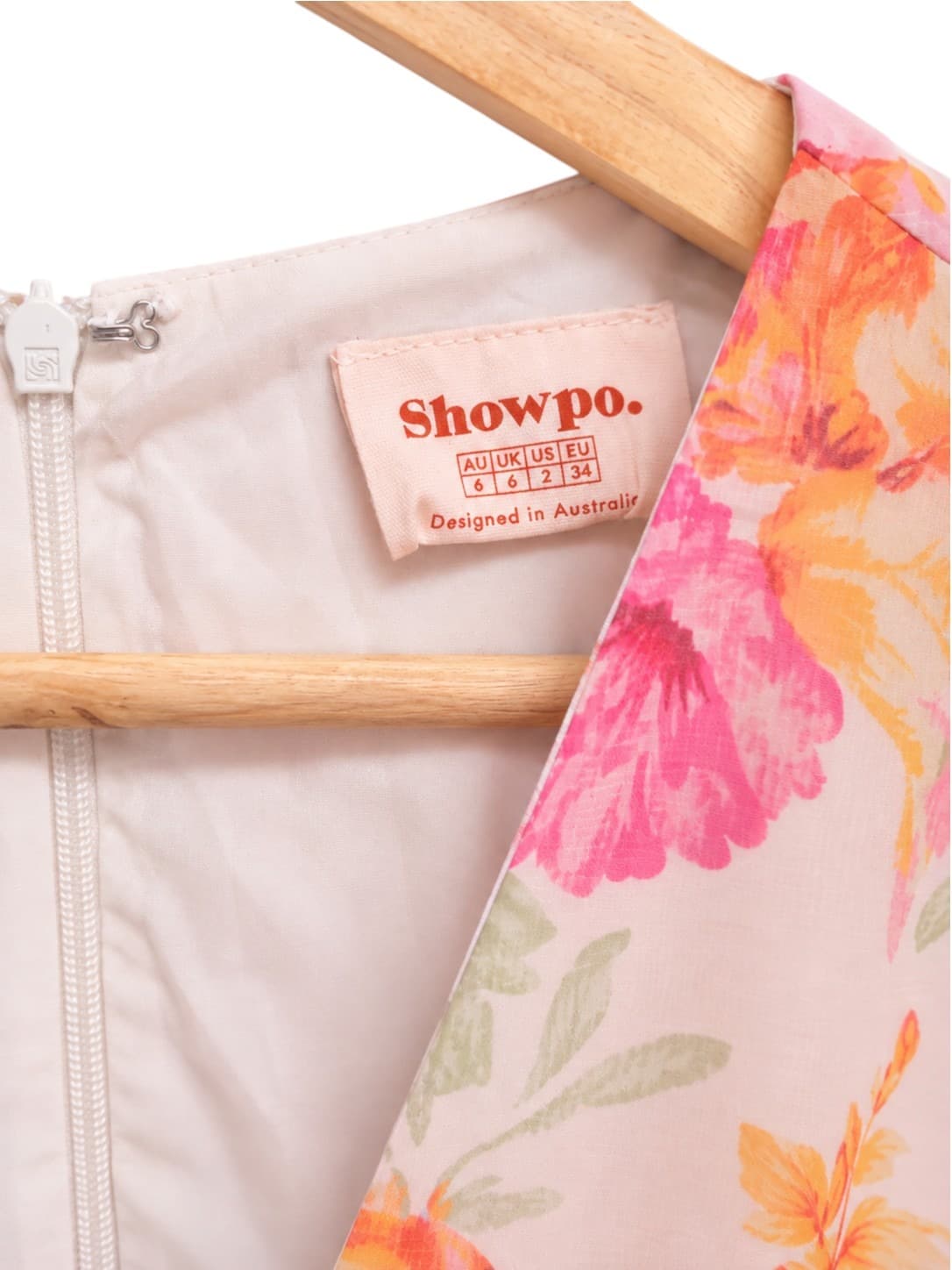 SHOWPO Peach Pink Floral Ruched Puff Sleeve Mini Dress Size 6 — photo 4 of 7