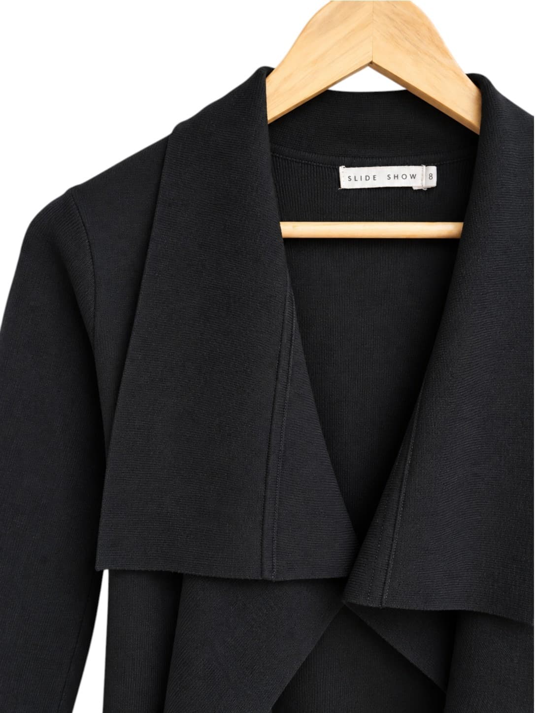 SLIDE SHOW Black Waterfall Longline Jacket Tie Waist Asymmetric Hem Size 8 — photo 2 of 6