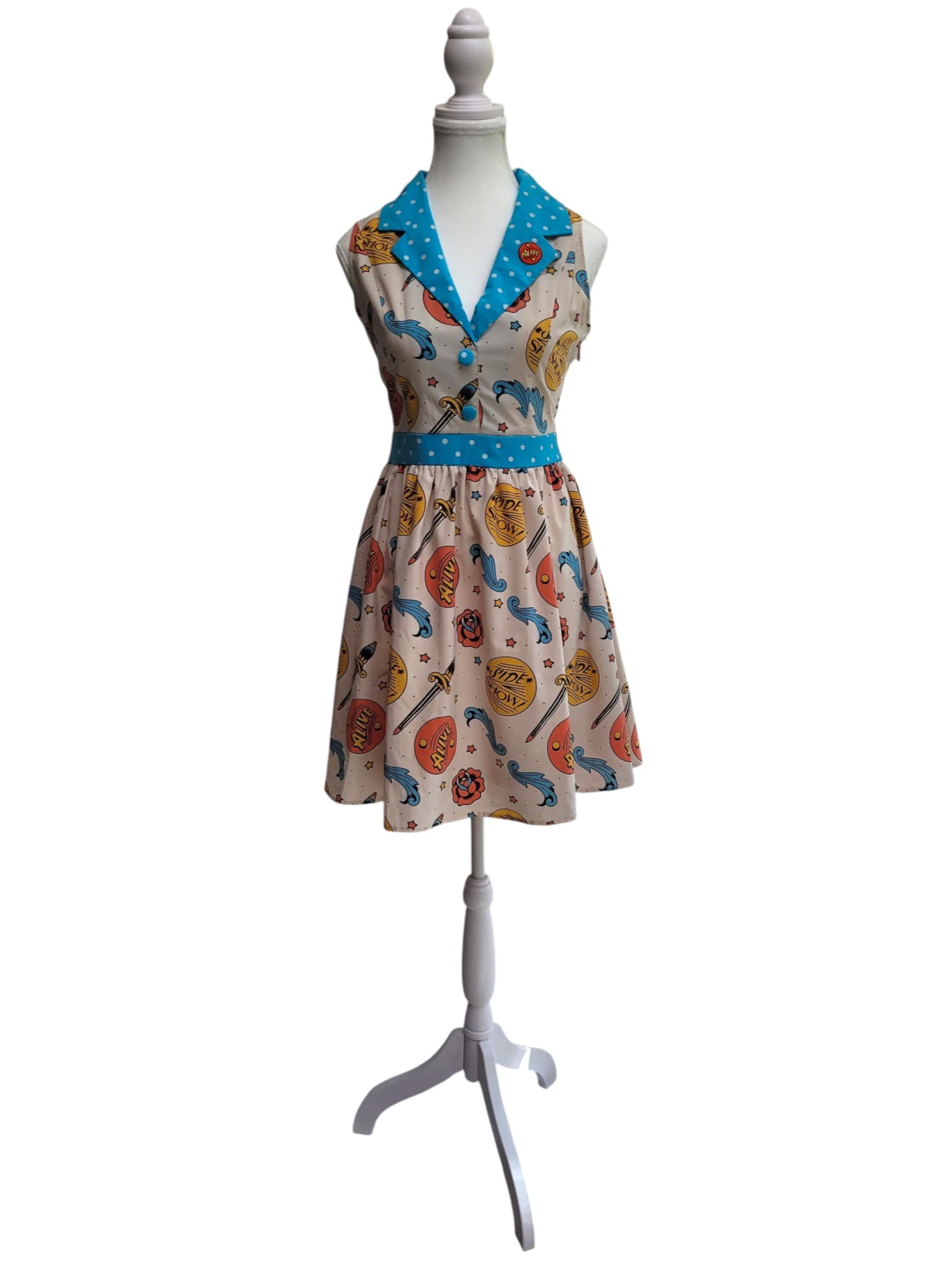 SOURPUSS Sideshow Alive Polka Dot Pinup Rockabilly Dress M — photo 9 of 9