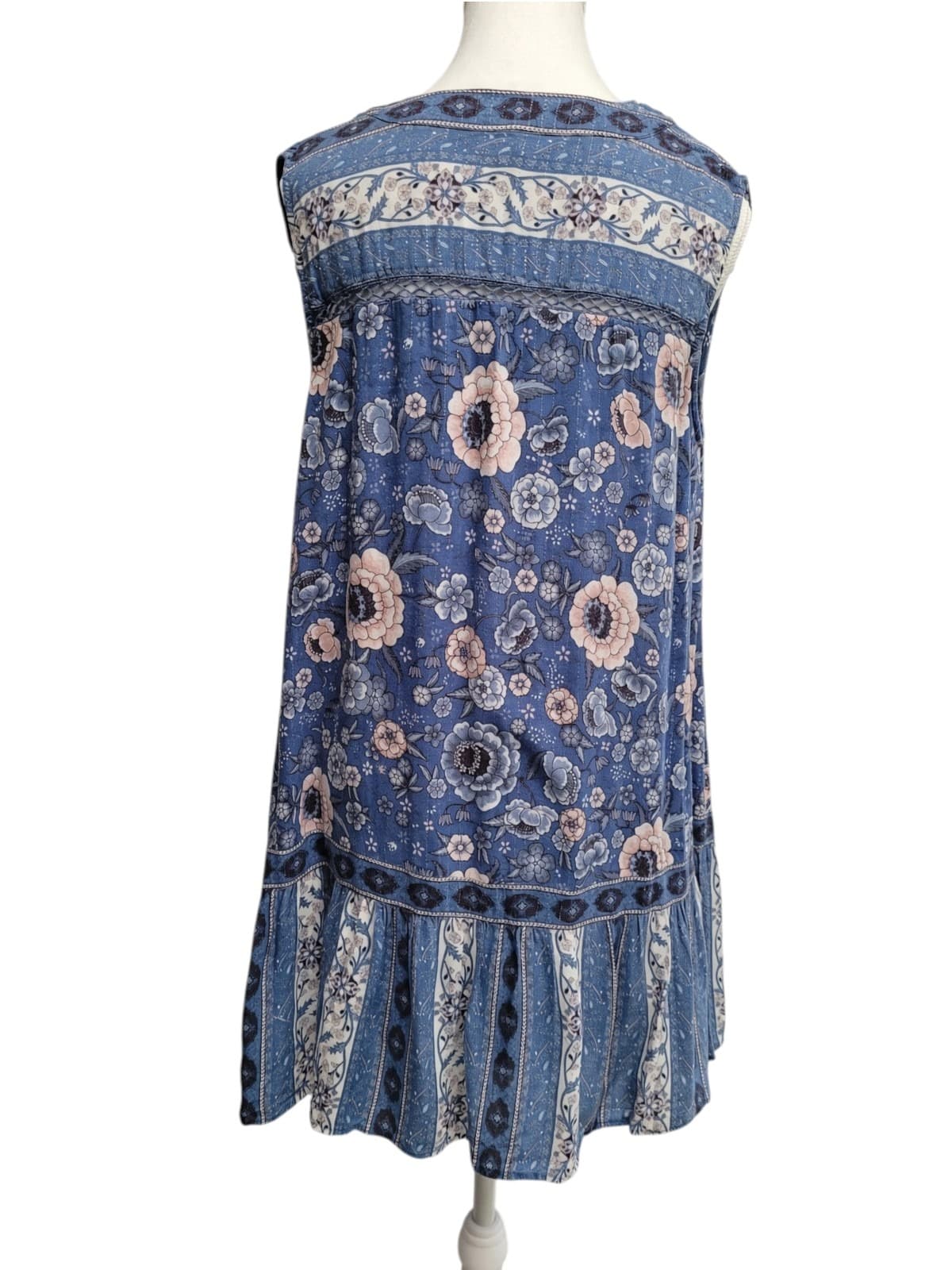 SPELL Floral Metallic Thread Boho Mini Dress Size M — photo 2 of 9