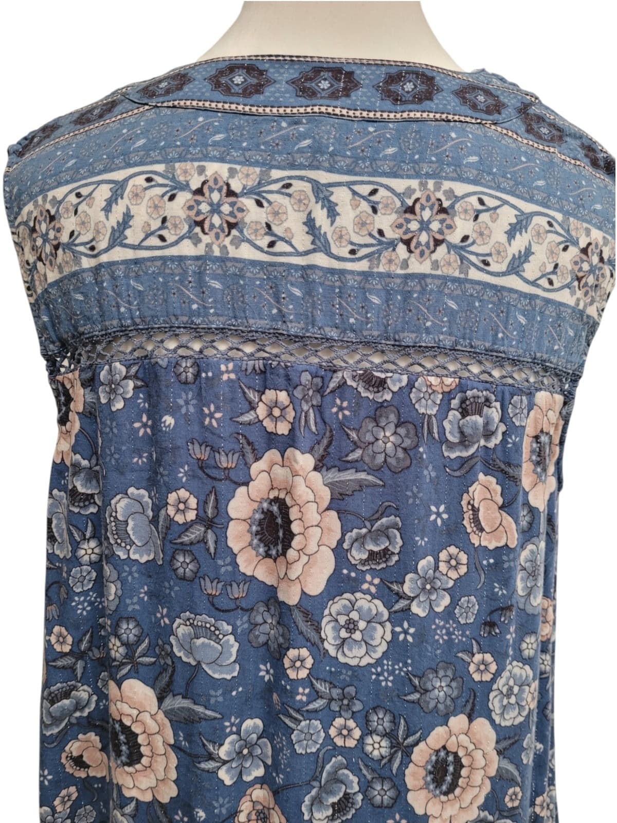 SPELL Floral Metallic Thread Boho Mini Dress Size M — photo 6 of 9