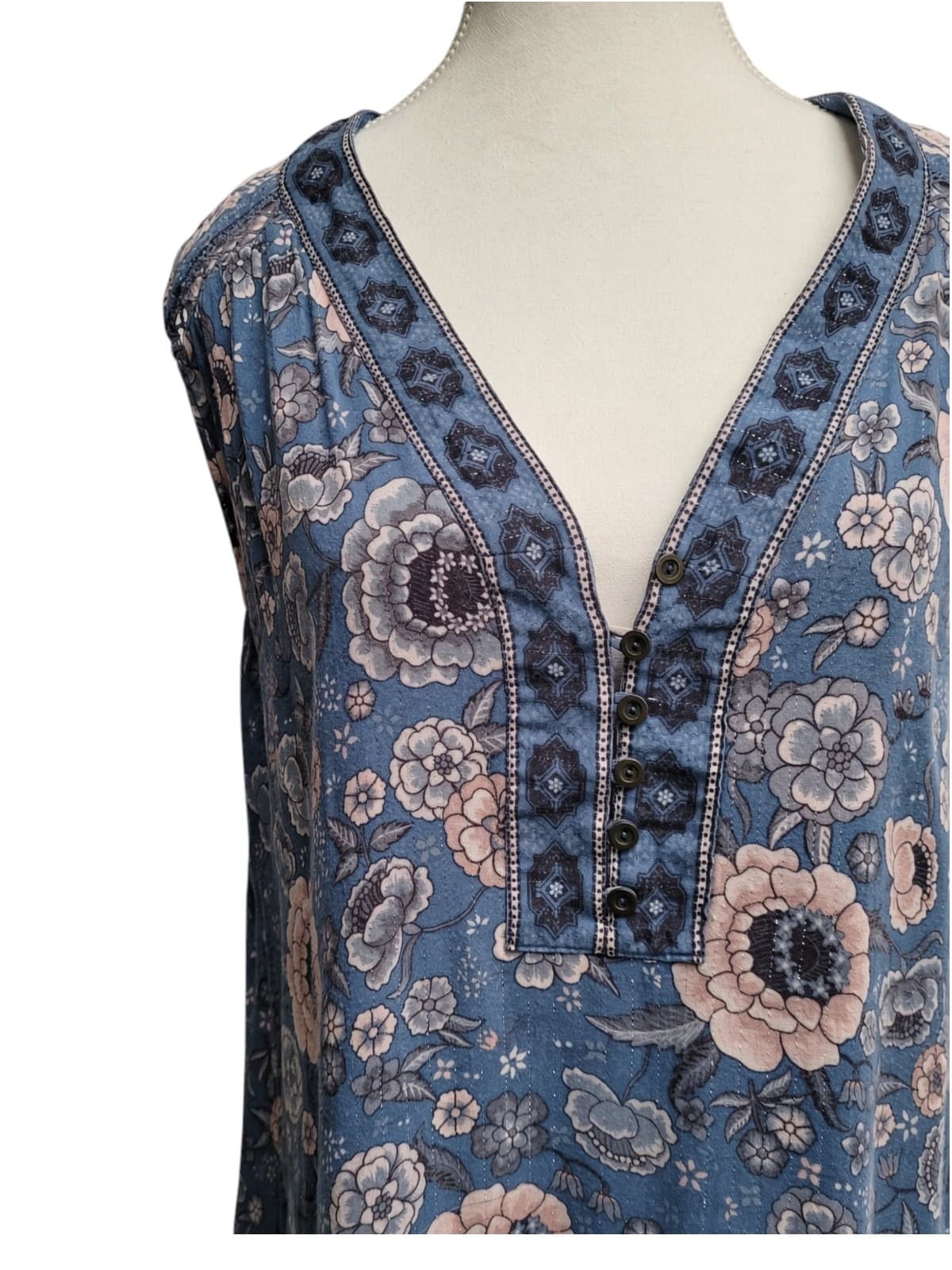 SPELL Floral Metallic Thread Boho Mini Dress Size M — photo 4 of 9