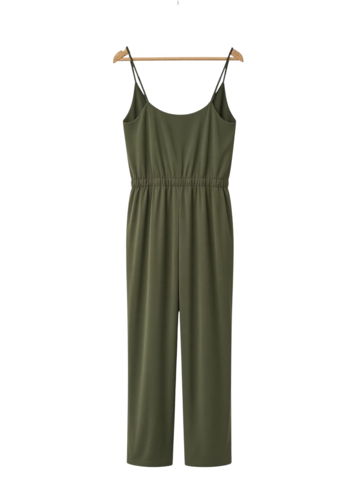 Sportsgirl Olive Green Satin Drawstring Jumpsuit — photo 3 of 6
