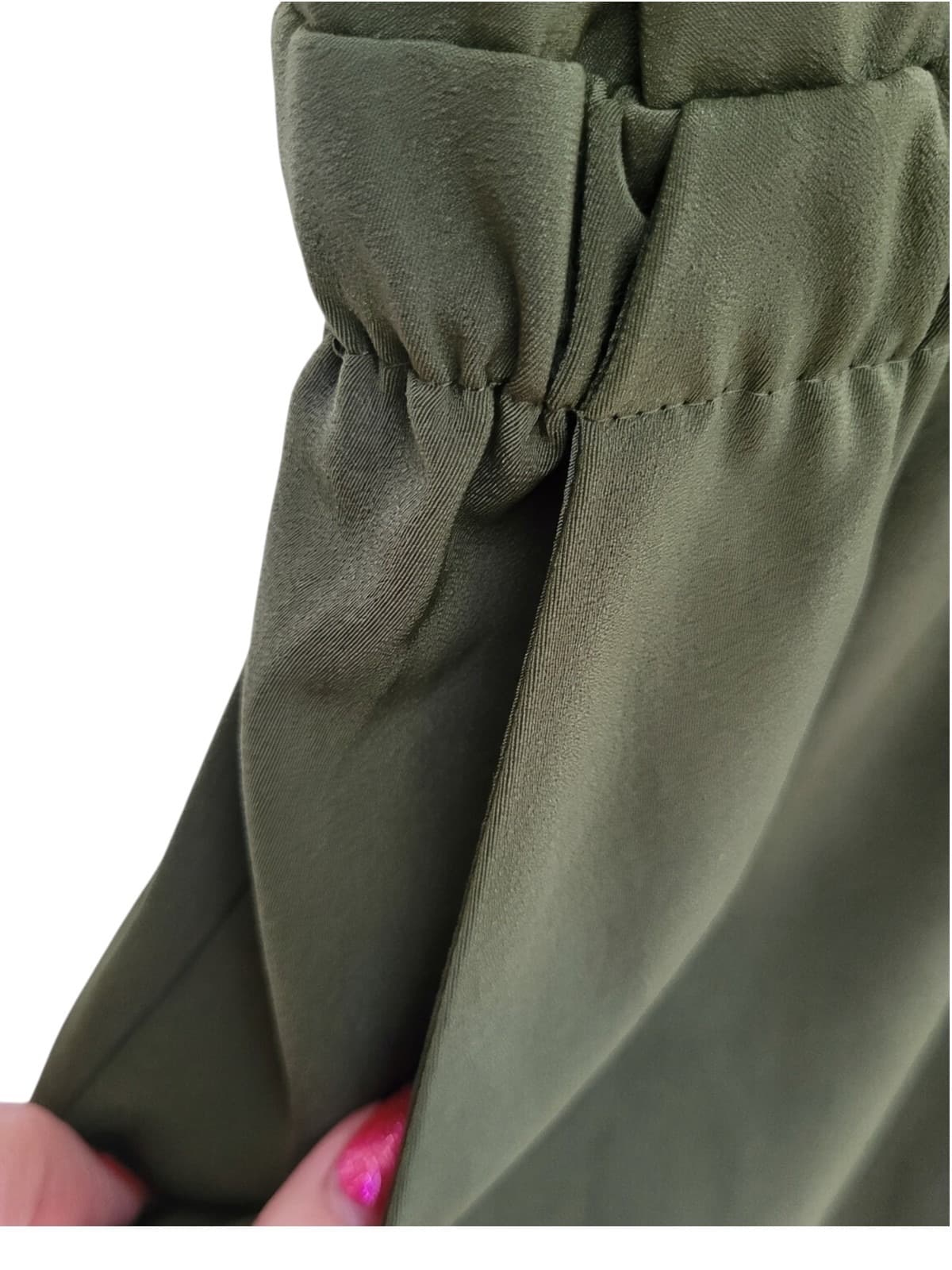 Sportsgirl Olive Green Satin Drawstring Jumpsuit — photo 5 of 6