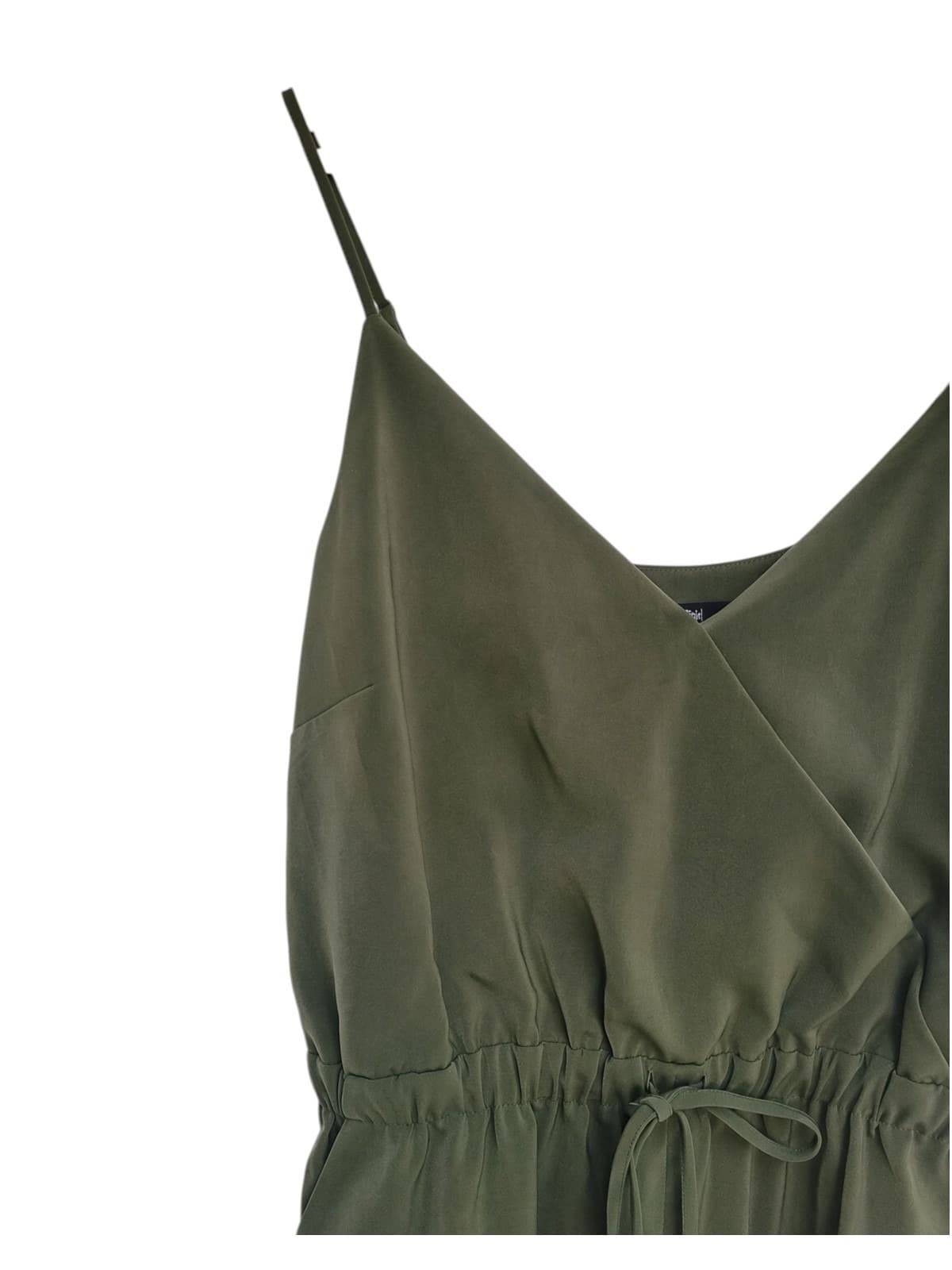 Sportsgirl Olive Green Satin Drawstring Jumpsuit — photo 1 of 6