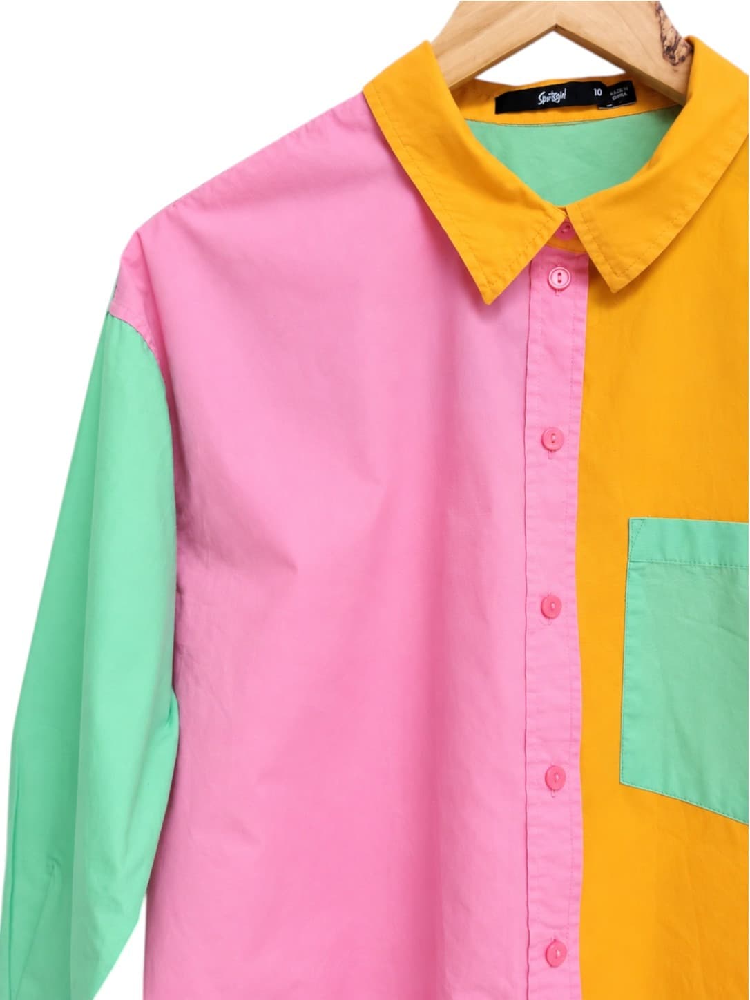 SPORTSGIRL Pink Orange Green Colourblock Cotton Shirt Size 10 — photo 2 of 6