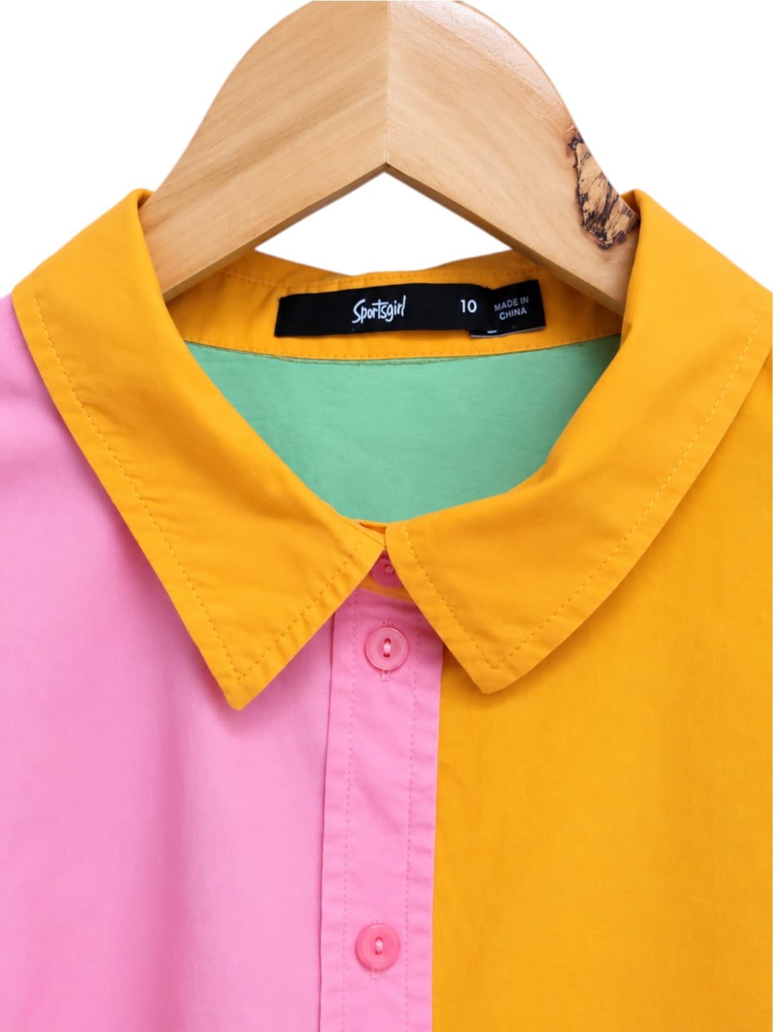 SPORTSGIRL Pink Orange Green Colourblock Cotton Shirt Size 10 — photo 3 of 6