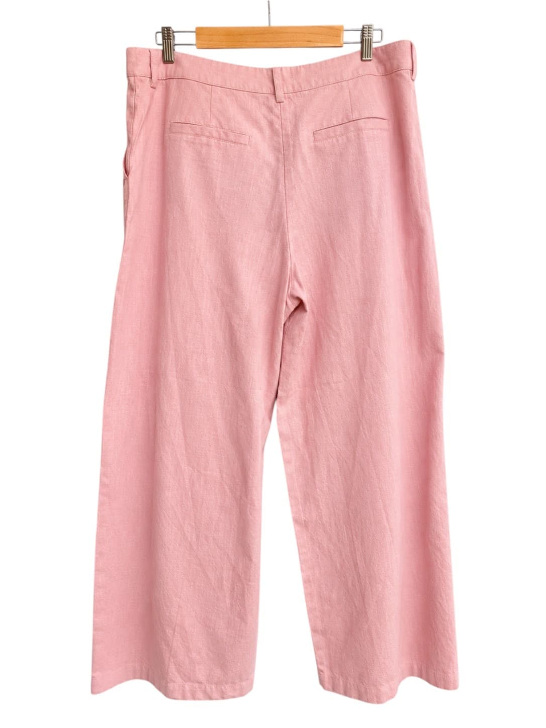 Sportsgirl Pink Ramie Cotton Wide Leg Pants Womens 18 Pleated Trousers — photo 4 of 7