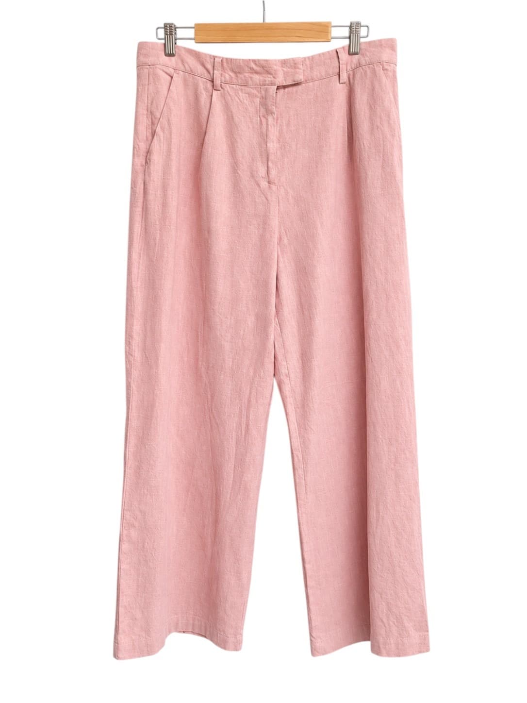 Sportsgirl Pink Ramie Cotton Wide Leg Pants Womens 18 Pleated Trousers — photo 1 of 7