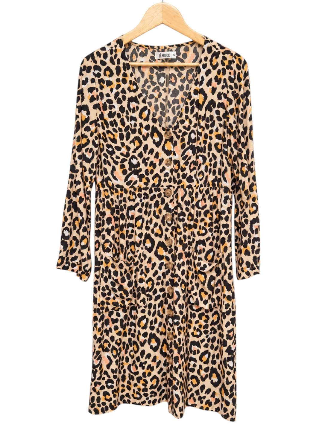 ST.FROCK Leopard Print Button-Down Dress Women's Size 12 — photo 2 of 7