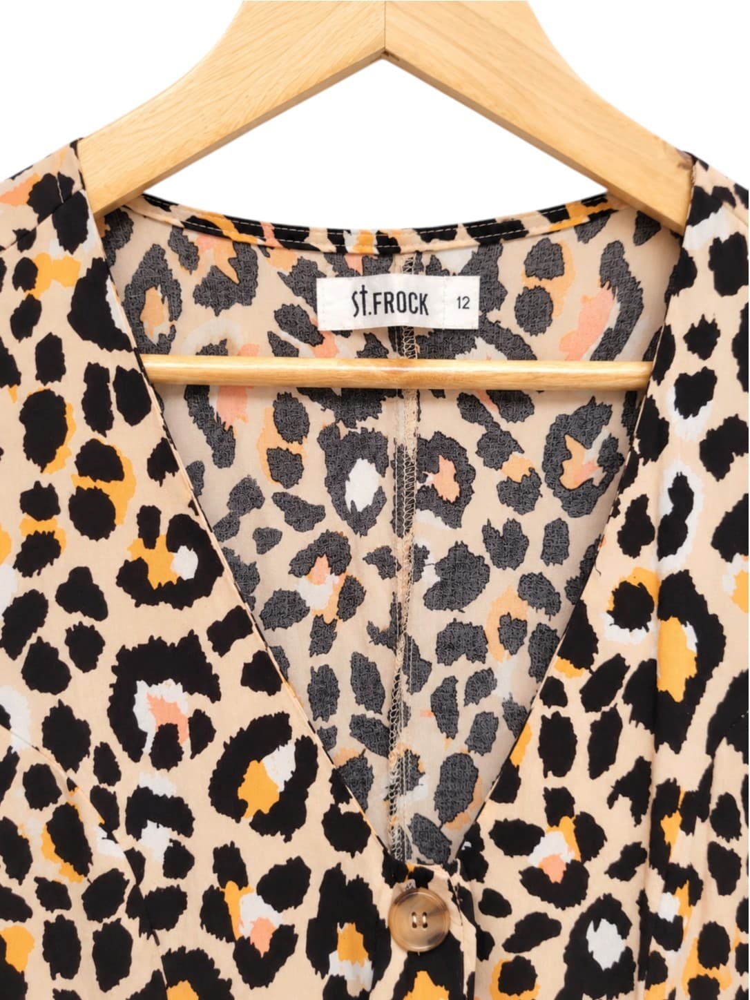 ST.FROCK Leopard Print Button-Down Dress Women's Size 12 — photo 5 of 7