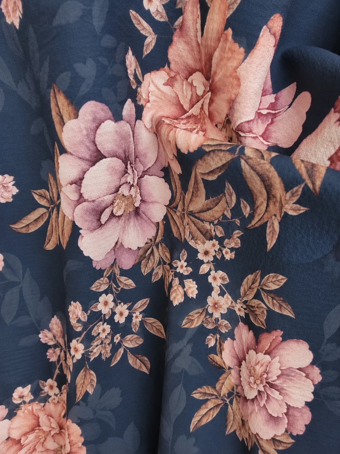 ST FROCK Navy Pink Floral Print V Neck Bell Sleeve Blouse Size 12 — photo 3 of 7