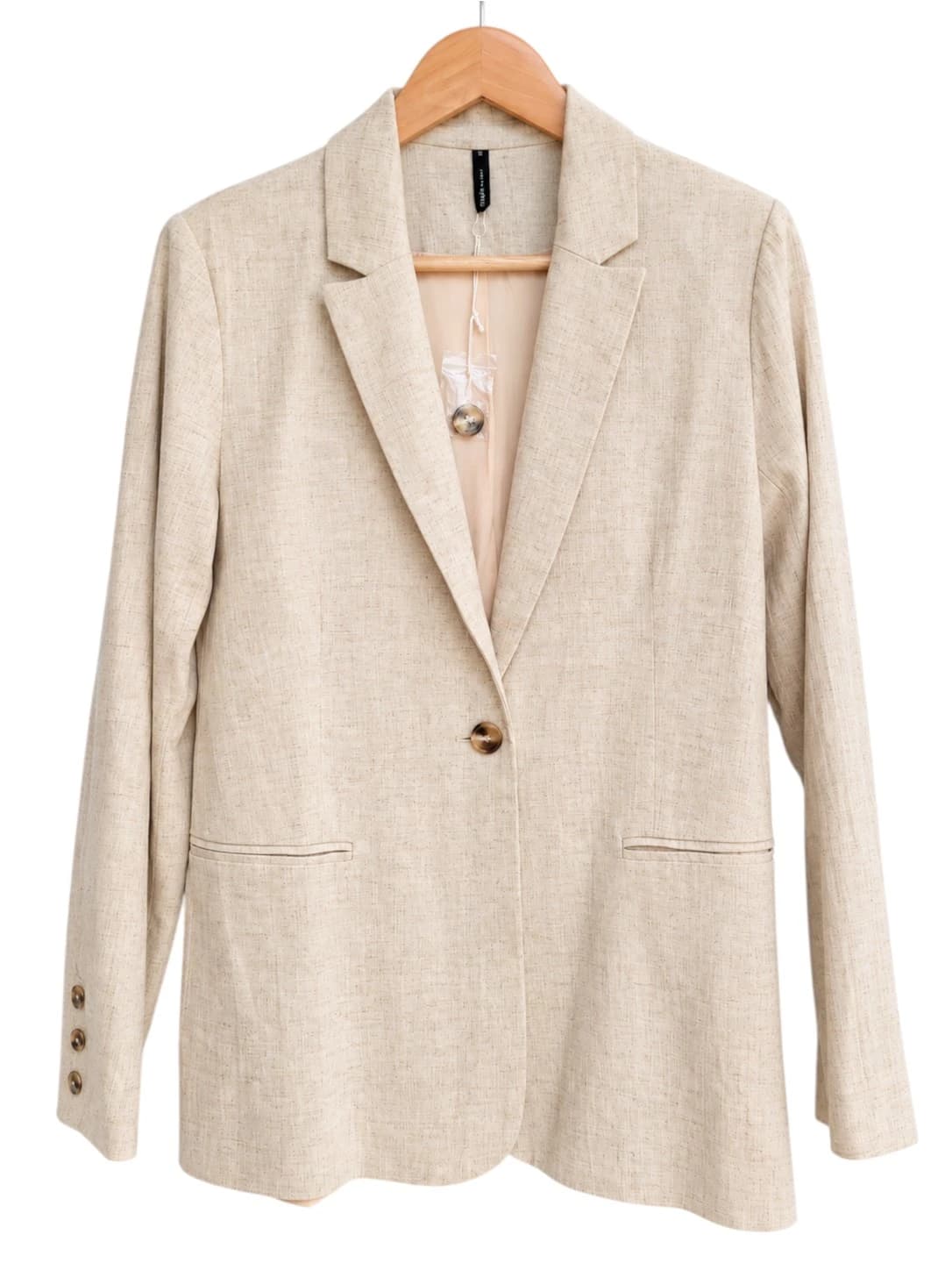 STAPLE THE LABEL Oatmeal Beige Textured Single Breasted Blazer Size 10 — photo 1 of 6