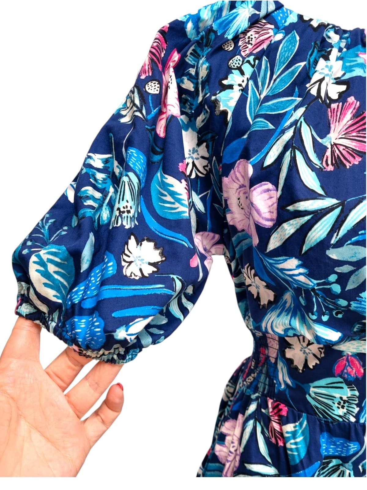 Stella Floral Print Midi Dress Blue Size 8 — photo 3 of 6