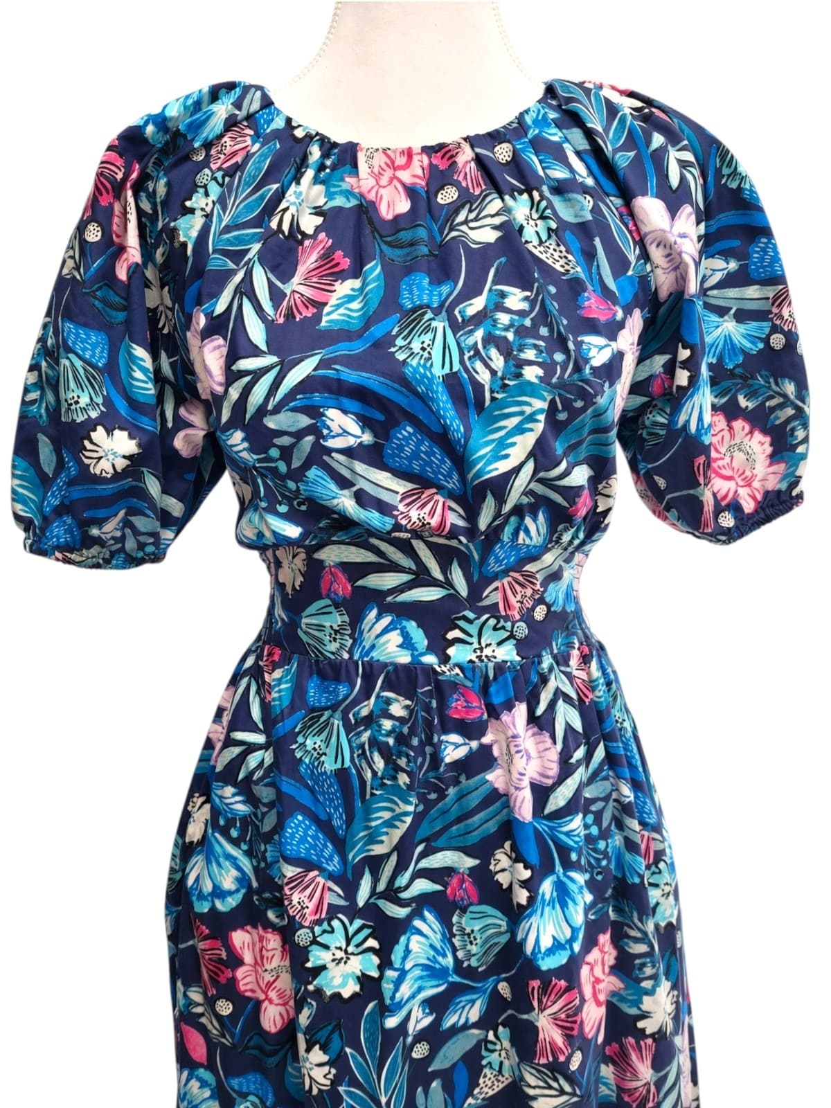 Stella Floral Print Midi Dress Blue Size 8 — photo 2 of 6
