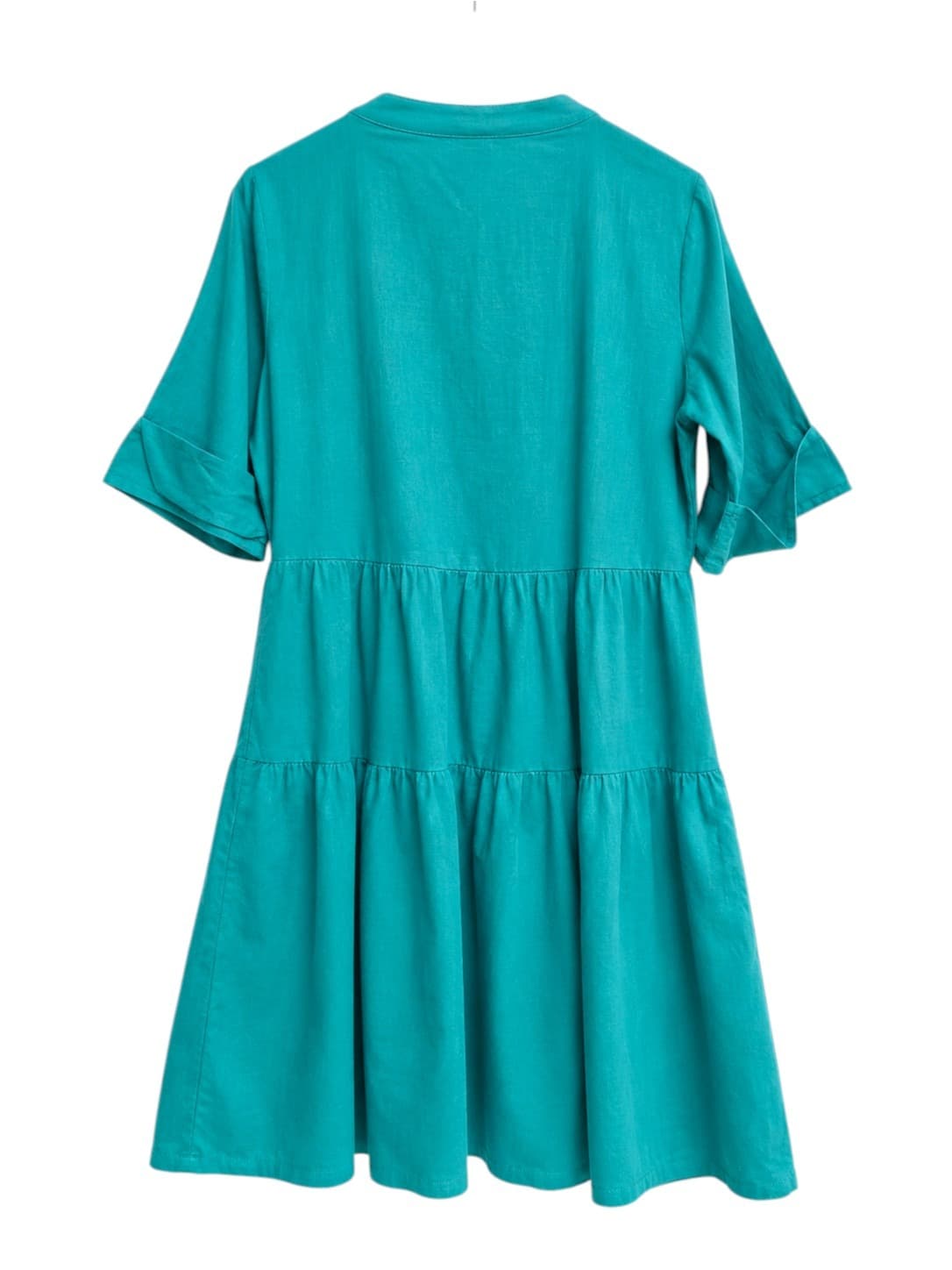 SUSSAN Teal Linen Blend Tiered Smock Midi Dress Size 10 — photo 4 of 5