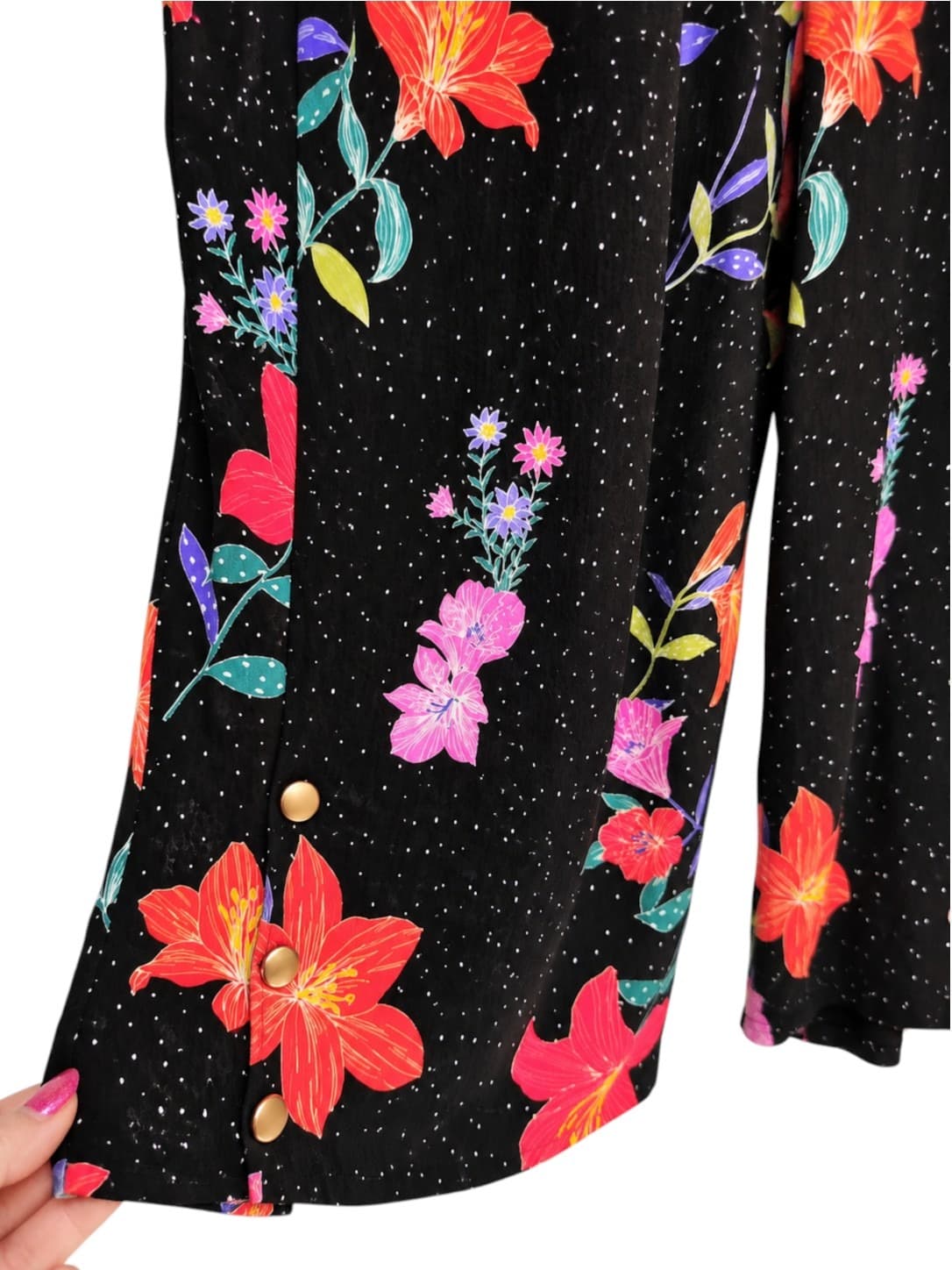 TABLE EIGHT Black Floral Wide Leg Jumpsuit Flutter Sleeve Size 16 — photo 4 of 8