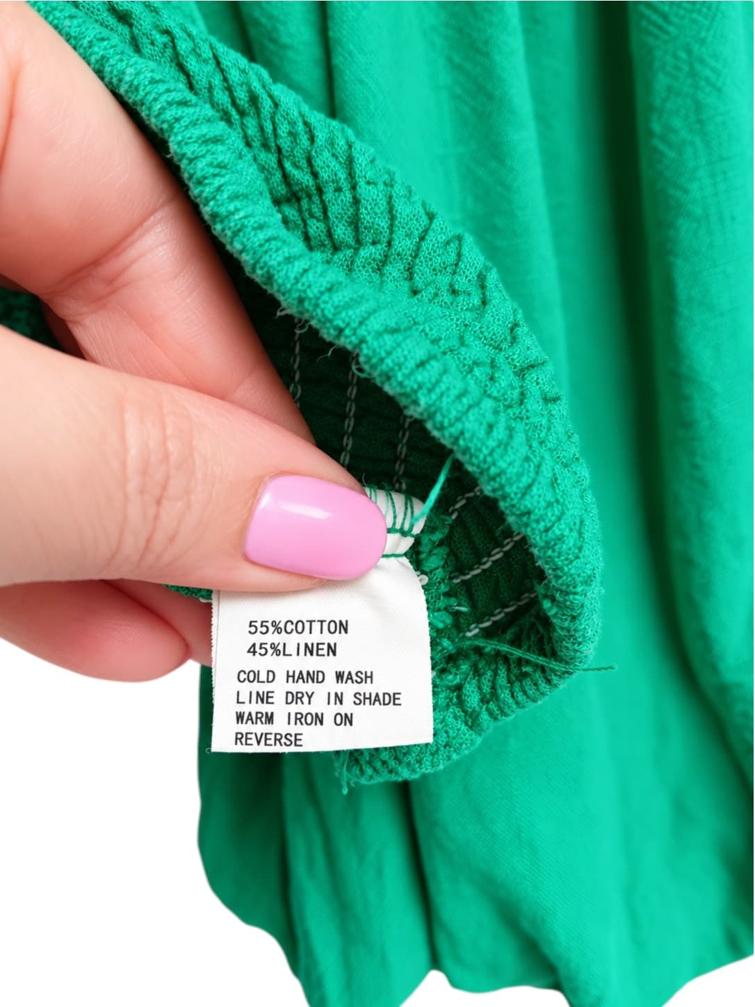 THANNE Womens Crop Top Size 12 Emerald Green Linen Cotton Puff Sleeve Shirred — photo 6 of 6
