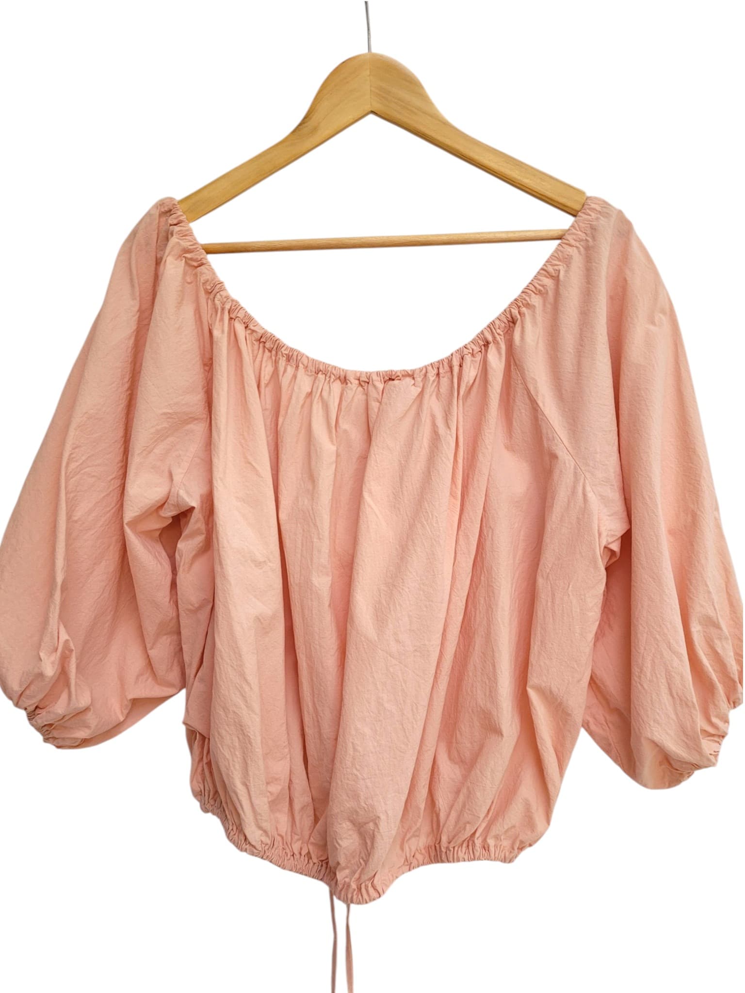 THE LULLABY CLUB Peach Puff Sleeve Off Shoulder Crop Top M/L — photo 4 of 5