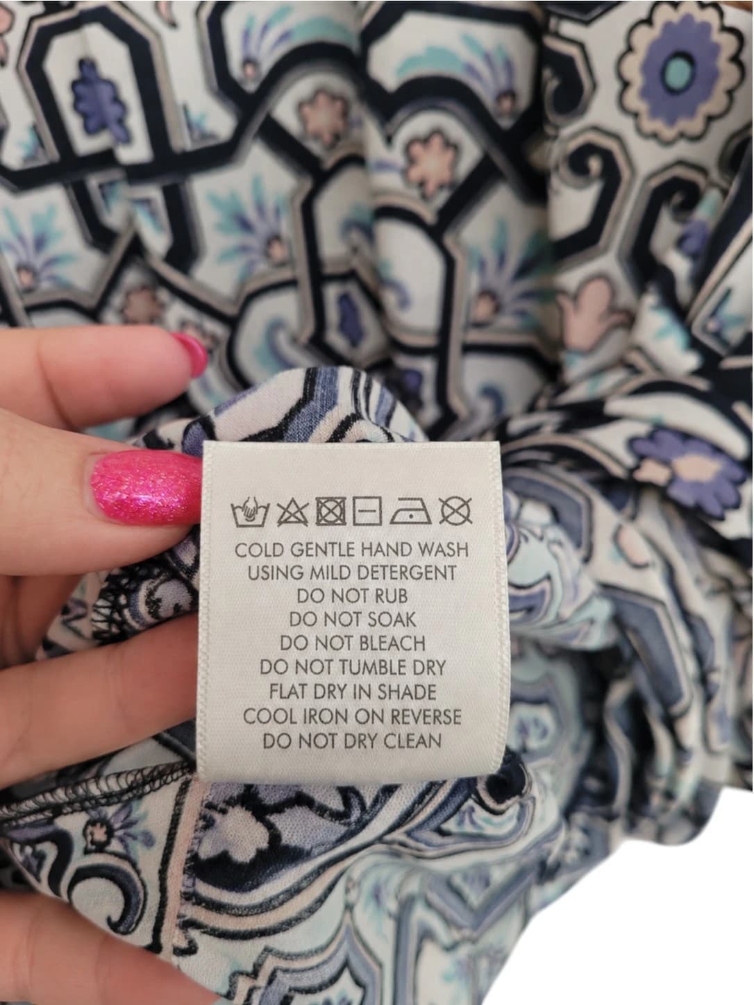 TIGERLILY Blue Tile Print Stretch Mini Tunic Dress Beach Cover Up Size 12 — photo 5 of 5