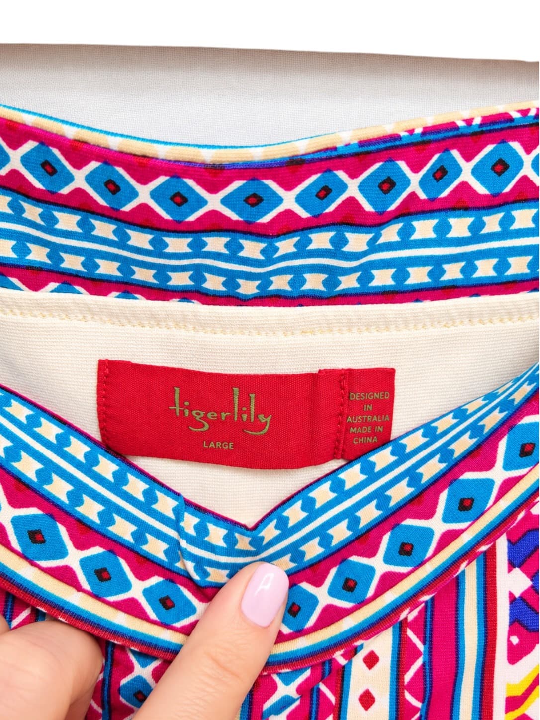 TIGERLILY Purple Multicolour Geometric Print Stretch Pencil Midi Skirt Size L — photo 4 of 6