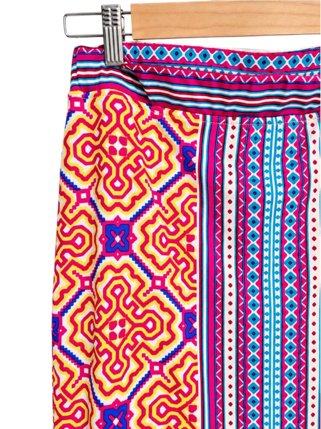 TIGERLILY Purple Multicolour Geometric Print Stretch Pencil Midi Skirt Size L — photo 2 of 6