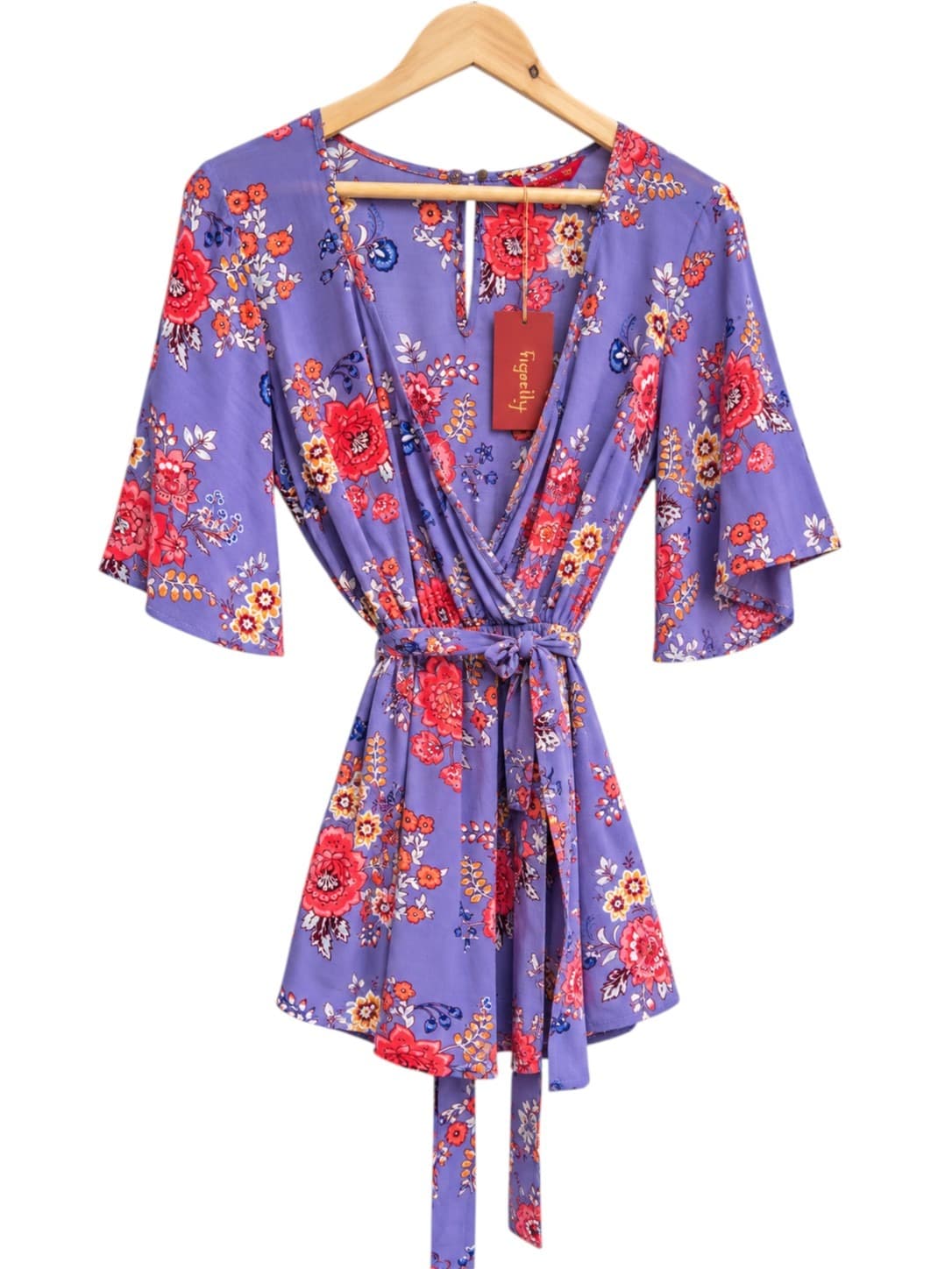 Tigerlily Stevie Onesie Floral Playsuit Purple Tie Waist BNWT Womens Size 6 — photo 1 of 9