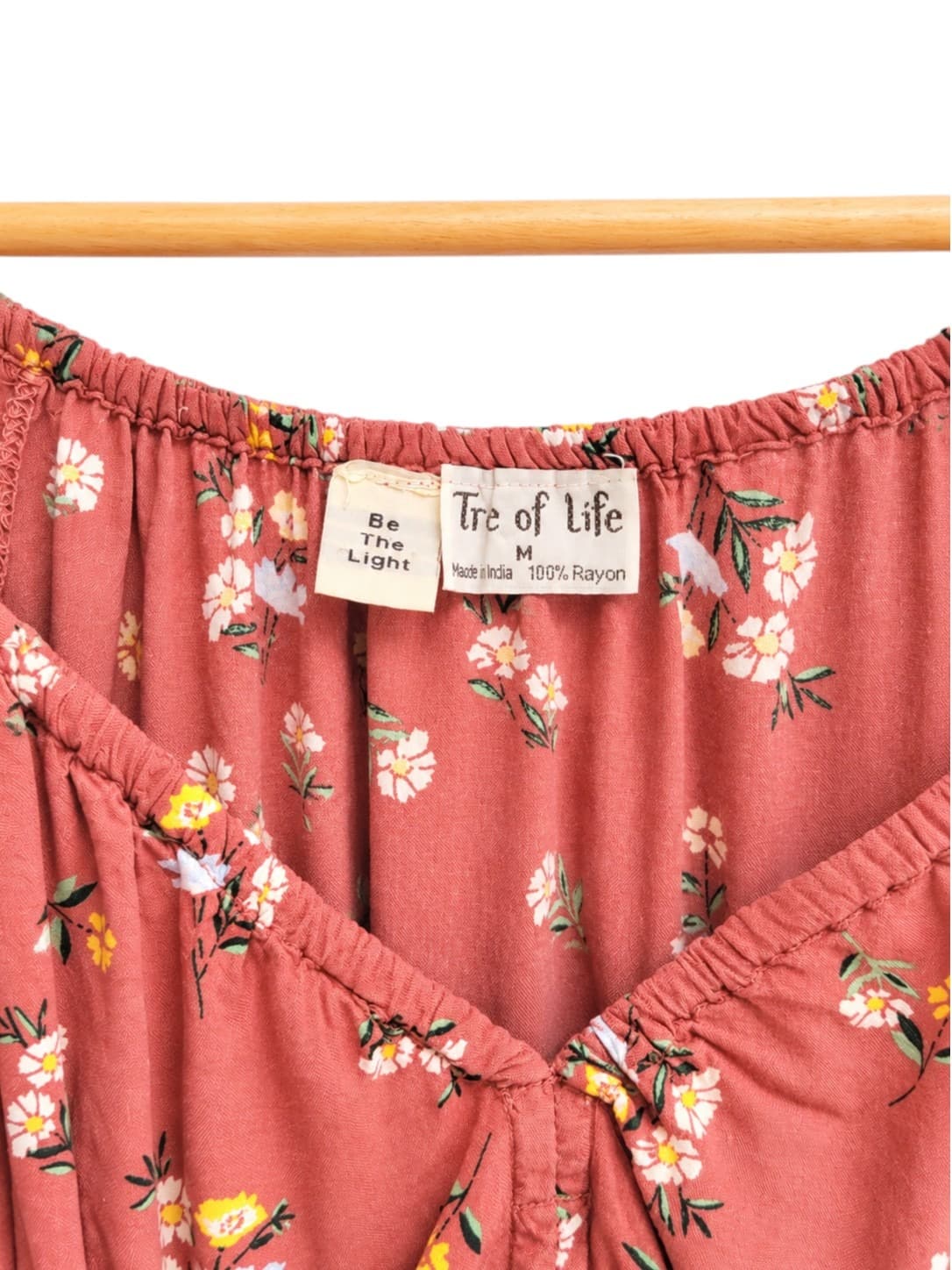 Tree of Life Floral Crop Top Dusty Pink Off Shoulder Boho Women's Size M — photo 4 of 6