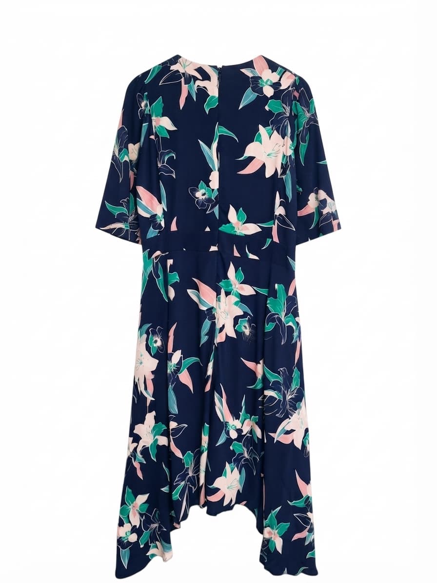 Trenery Navy Floral Print Midi Dress Size 12 — photo 3 of 7