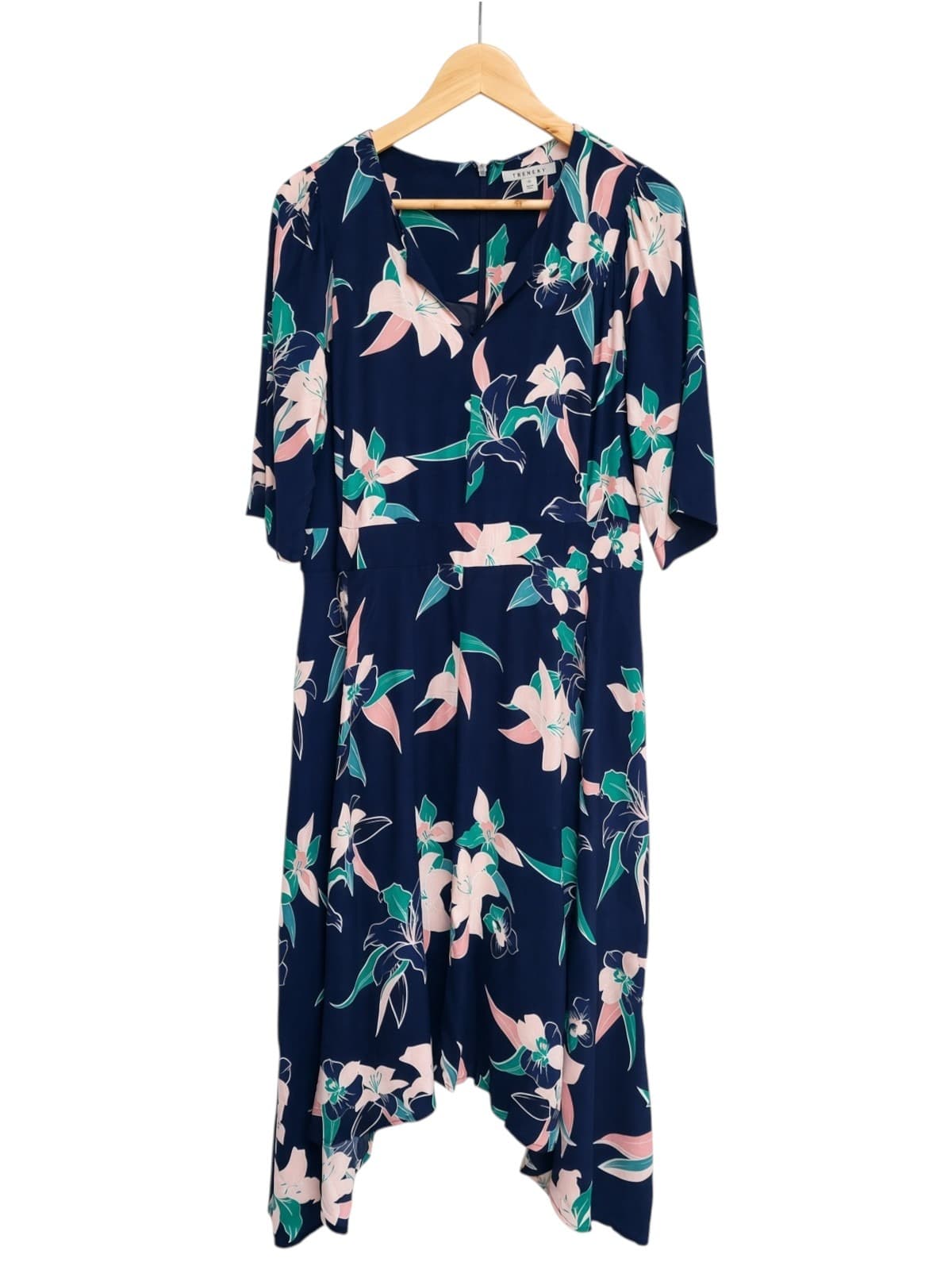 Trenery Navy Floral Print Midi Dress Size 12 — photo 2 of 7