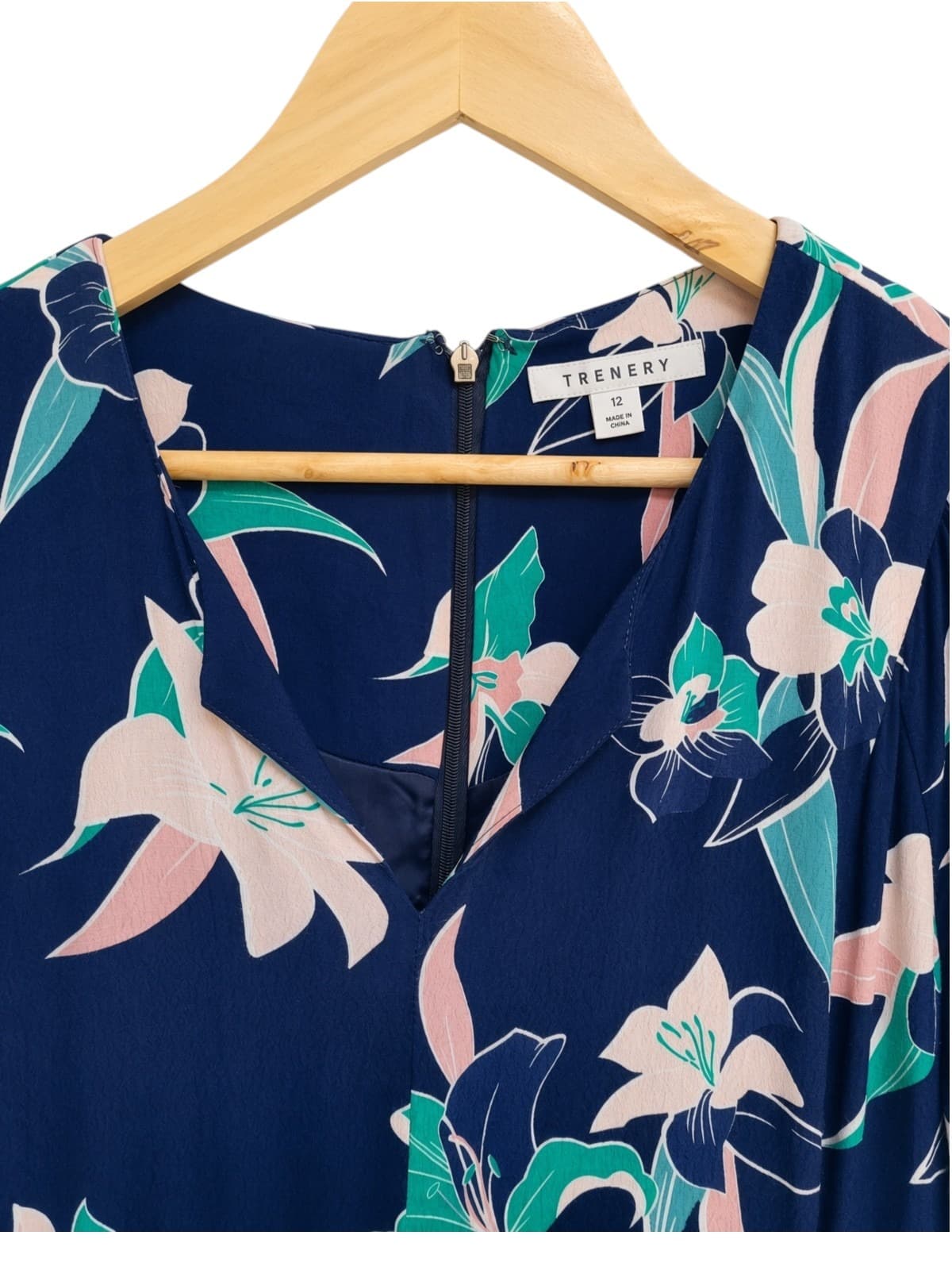 Trenery Navy Floral Print Midi Dress Size 12 — photo 5 of 7