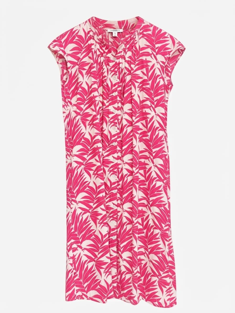 TRENERY Pink Stone Leaf Print Oversized Midi Dress Size 6 — photo 2 of 8