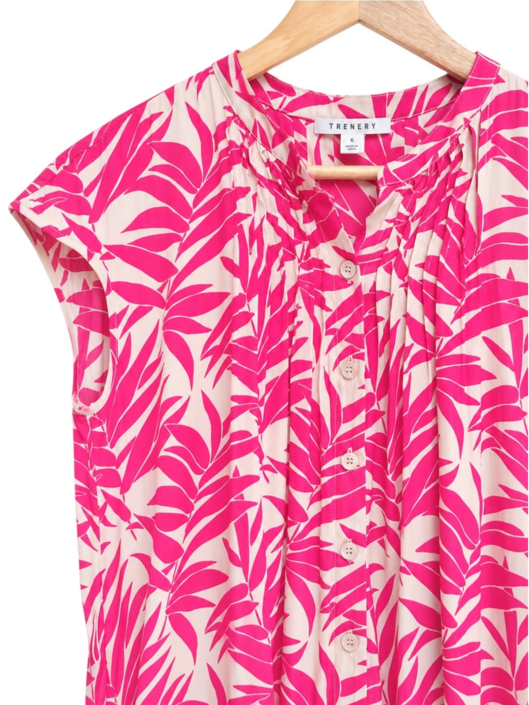TRENERY Pink Stone Leaf Print Oversized Midi Dress Size 6 — photo 1 of 8