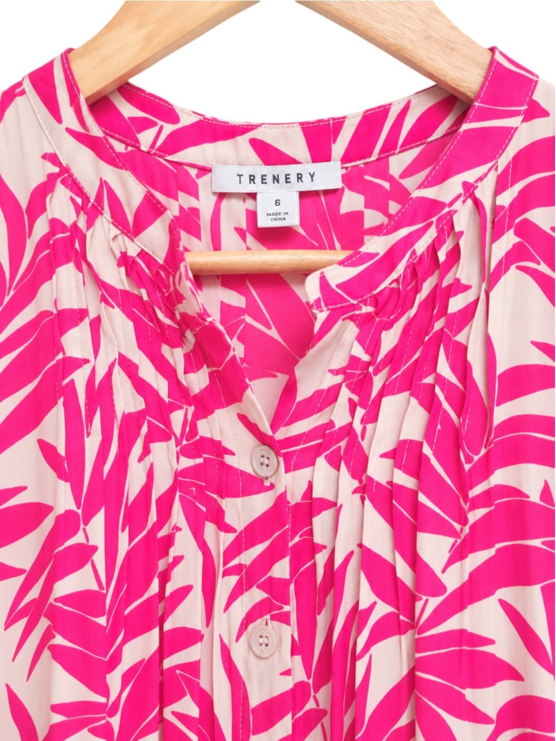 TRENERY Pink Stone Leaf Print Oversized Midi Dress Size 6 — photo 3 of 8