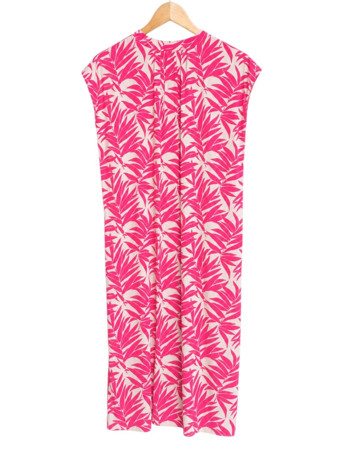 TRENERY Pink Stone Leaf Print Oversized Midi Dress Size 6 — photo 6 of 8