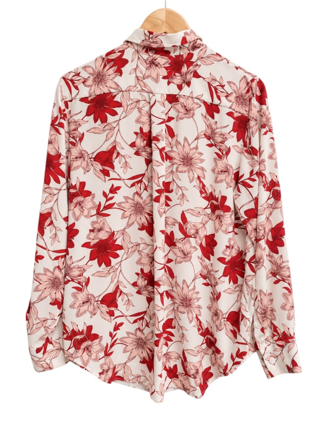 Trenery Pure Silk Floral Shirt Womens L Red Pink Long Sleeve Button Up — photo 5 of 6