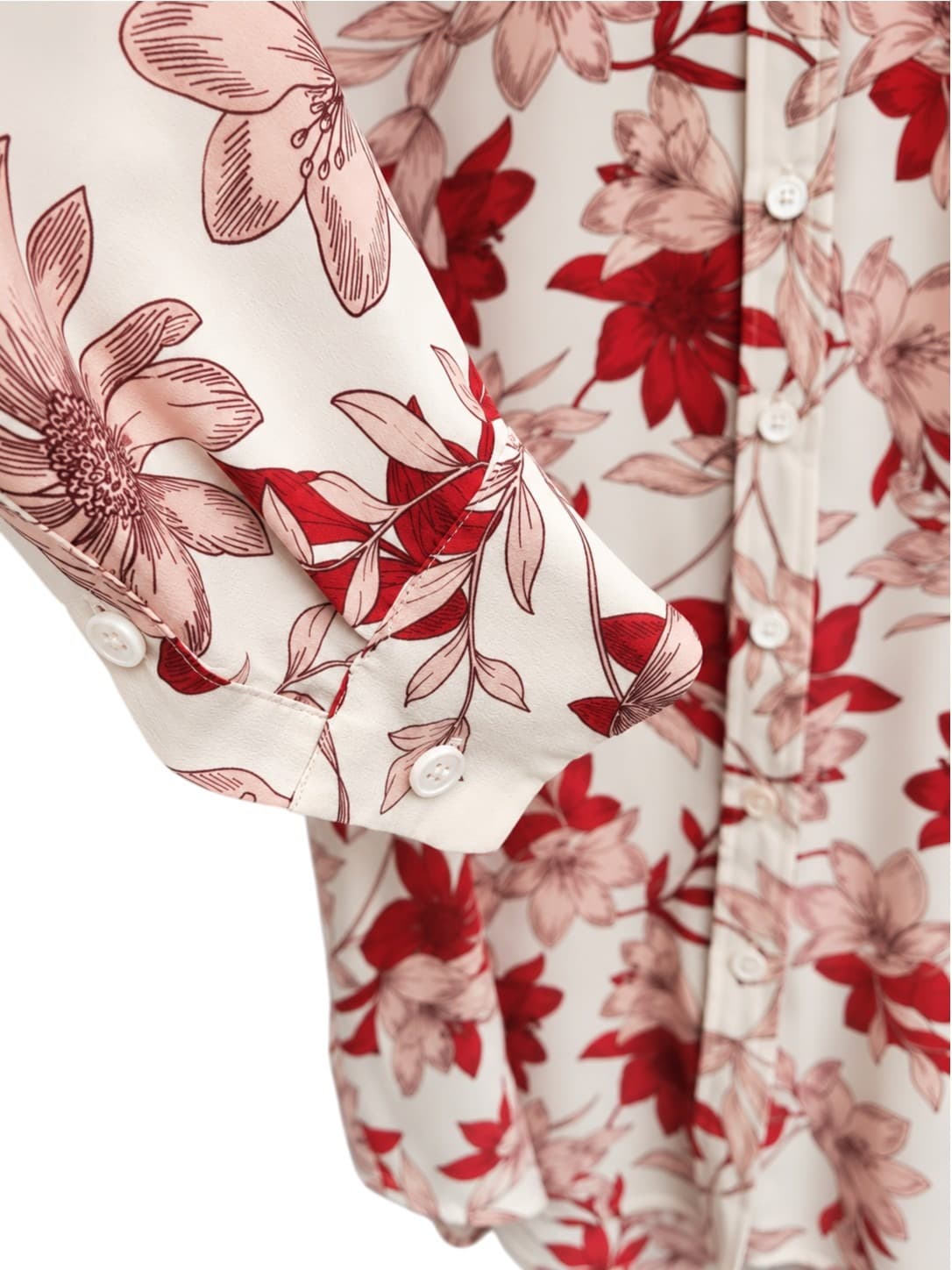 Trenery Pure Silk Floral Shirt Womens L Red Pink Long Sleeve Button Up — photo 3 of 6