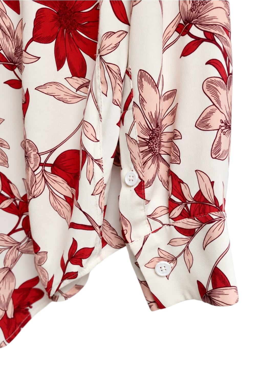 Trenery Pure Silk Floral Shirt Womens L Red Pink Long Sleeve Button Up — photo 4 of 6