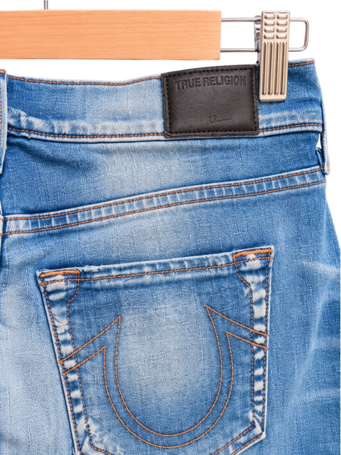 True Religion Womens Denim Mini Skirt Size 27 Blue Distressed Y2K Made USA — photo 4 of 9