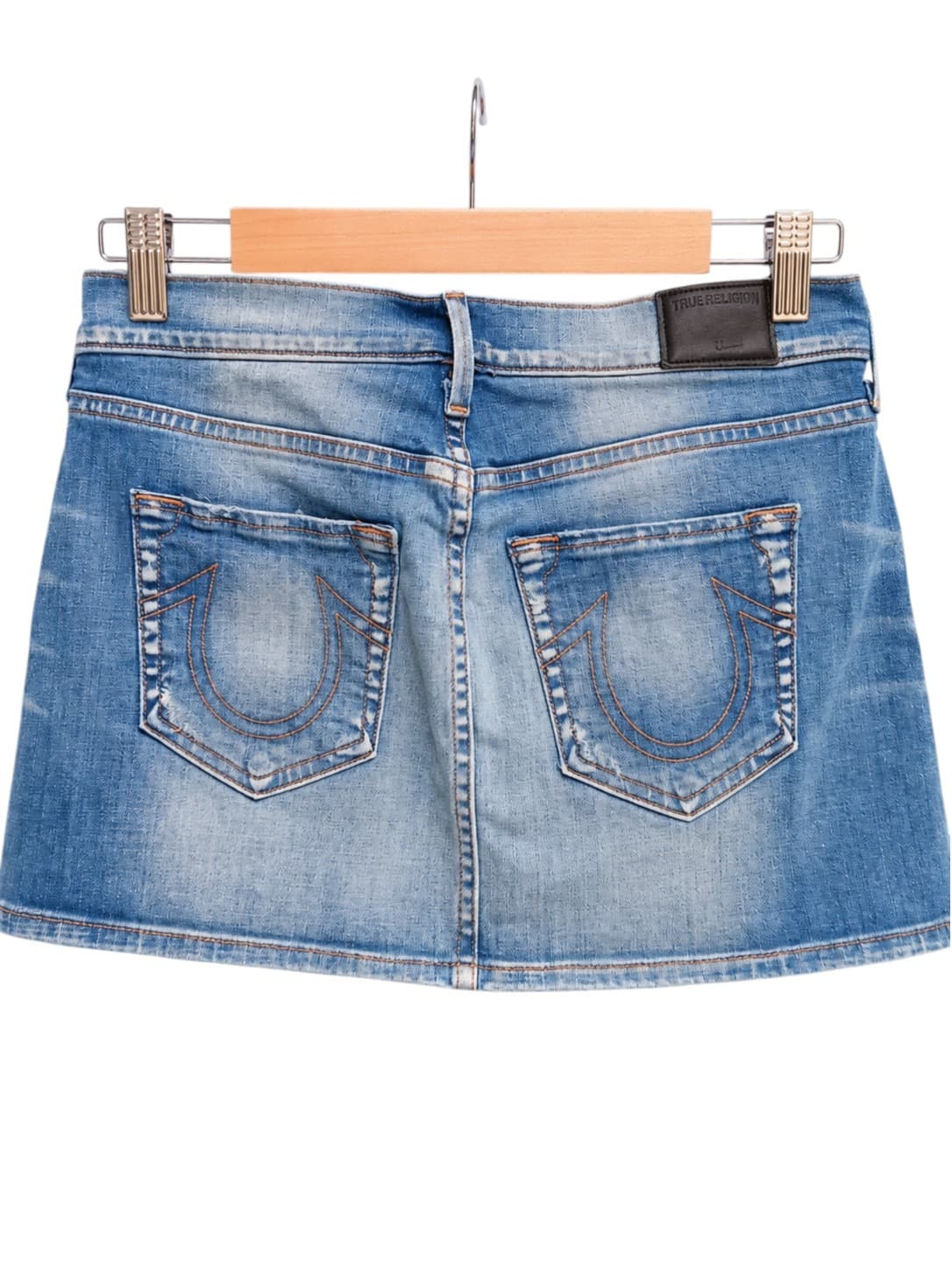 True Religion Womens Denim Mini Skirt Size 27 Blue Distressed Y2K Made USA — photo 5 of 9