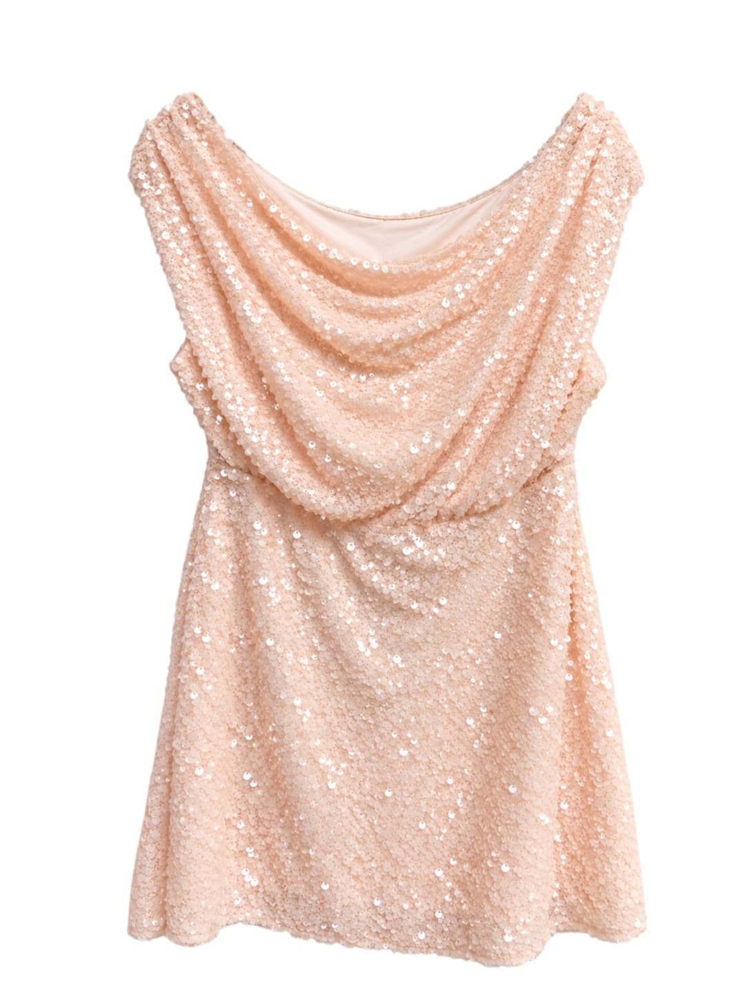 Tussah Bento Mini Dress Size 14 Pale Pink Sequin One Shoulder Cowl Party — photo 5 of 10