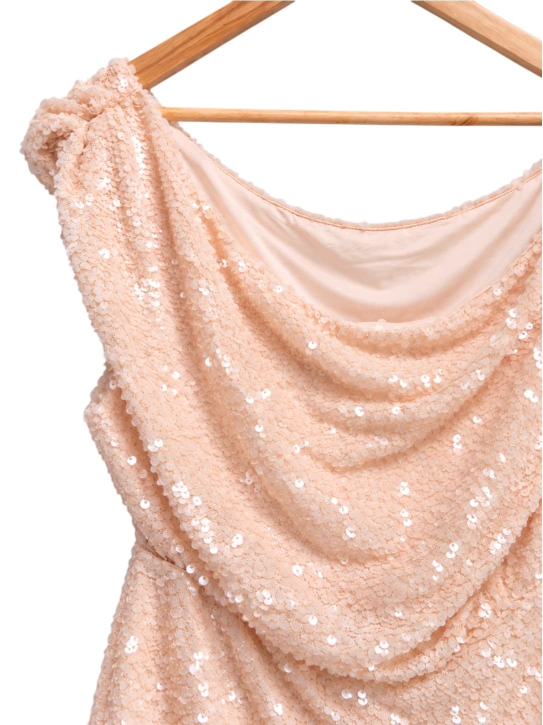 Tussah Bento Mini Dress Size 14 Pale Pink Sequin One Shoulder Cowl Party — photo 3 of 10