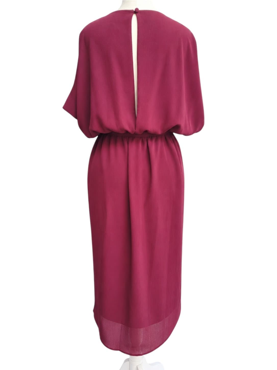 TUSSAH Burgundy Dolman Sleeve Tie Waist Tulip Hem Midi Dress Size 10 — photo 6 of 8