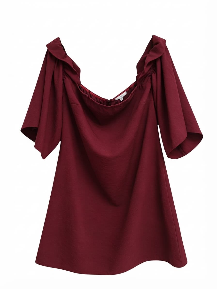 TUSSAH Burgundy Off Shoulder Ruffle Sleeve Mini Dress Size 14 — photo 1 of 5