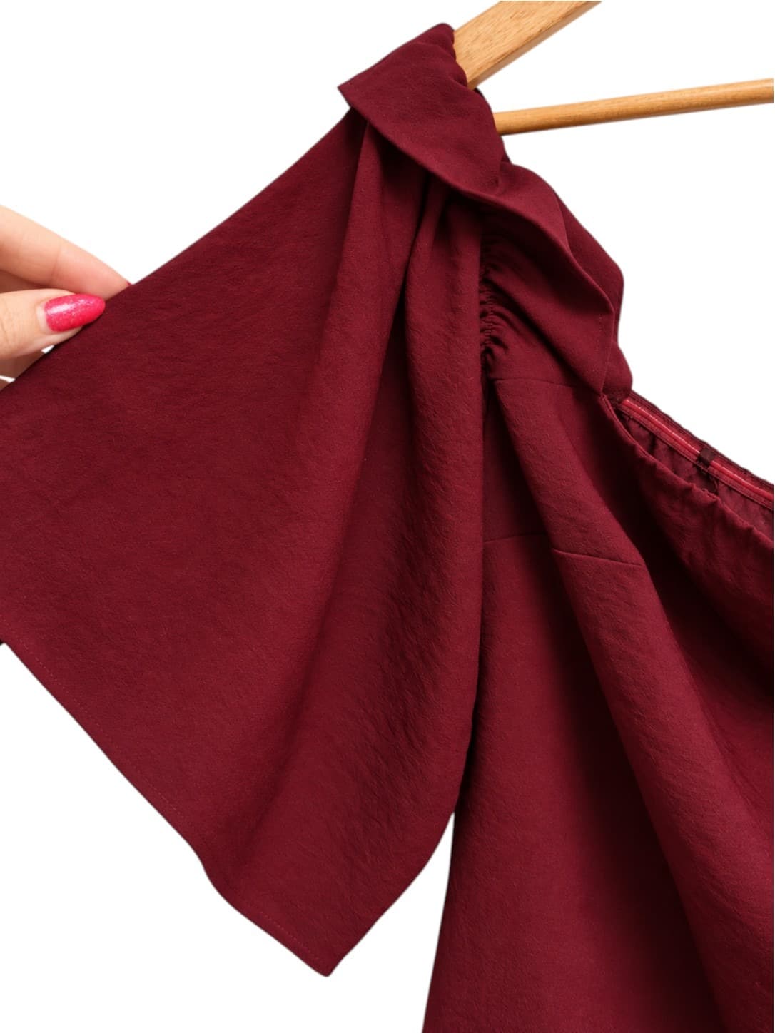 TUSSAH Burgundy Off Shoulder Ruffle Sleeve Mini Dress Size 14 — photo 2 of 5