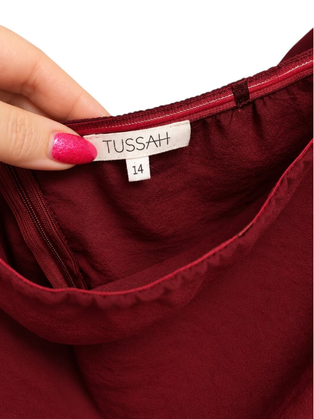 TUSSAH Burgundy Off Shoulder Ruffle Sleeve Mini Dress Size 14 — photo 3 of 5