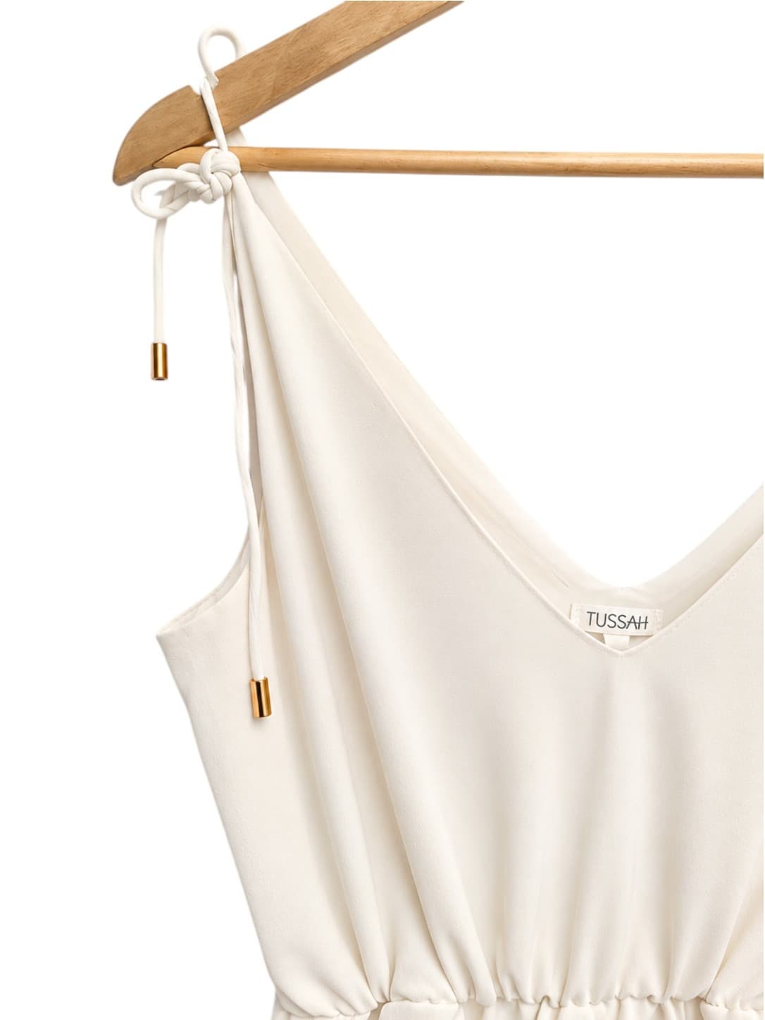 TUSSAH Ivory White V Neck Tie Shoulder Playsuit Romper Size 8 — photo 1 of 8